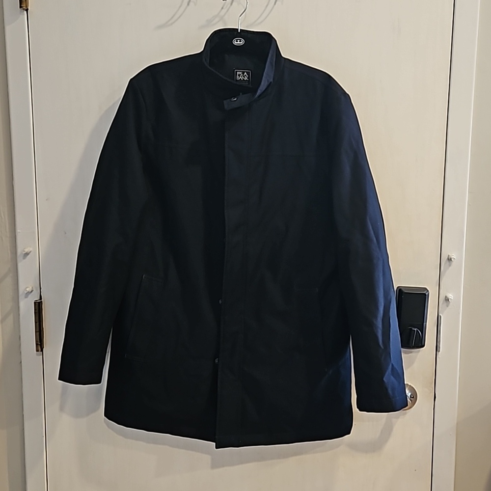 Jos A Bank Deep Navy Travel Tech Overcoat 40 Regular - Picture 2 of 11